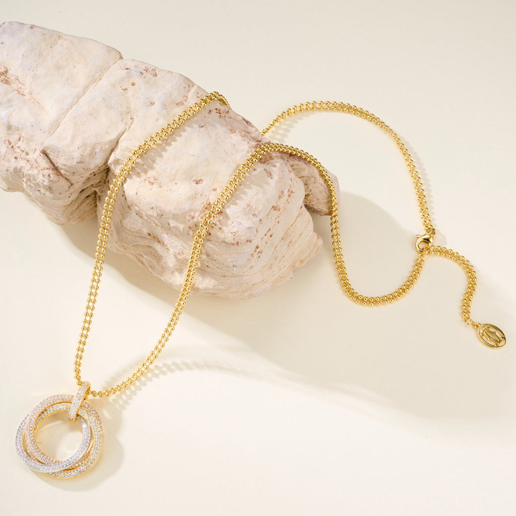 [Rosla]TRINITY LARGE FULL DIAMOND  NECKLACE