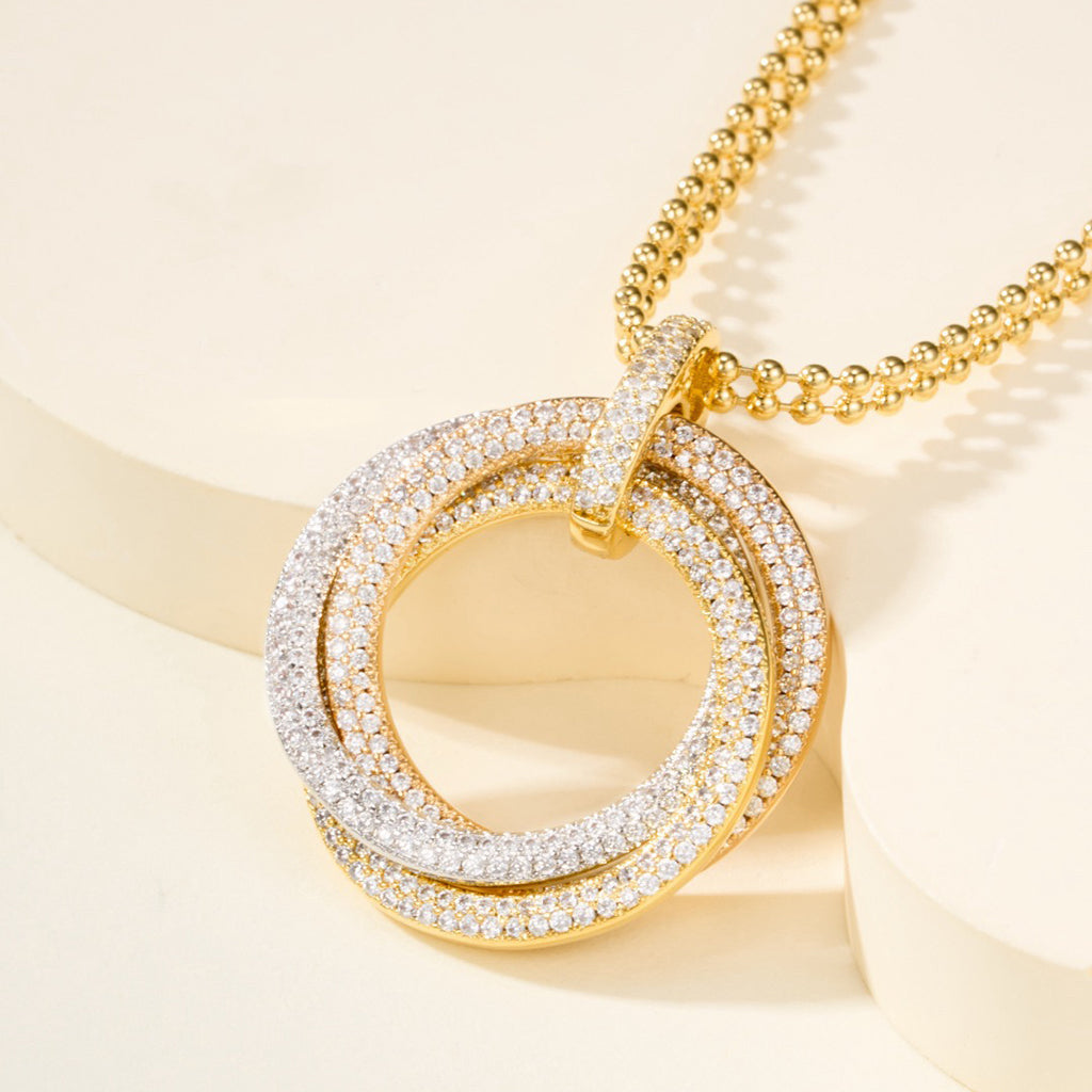 [Rosla]TRINITY LARGE FULL DIAMOND  NECKLACE