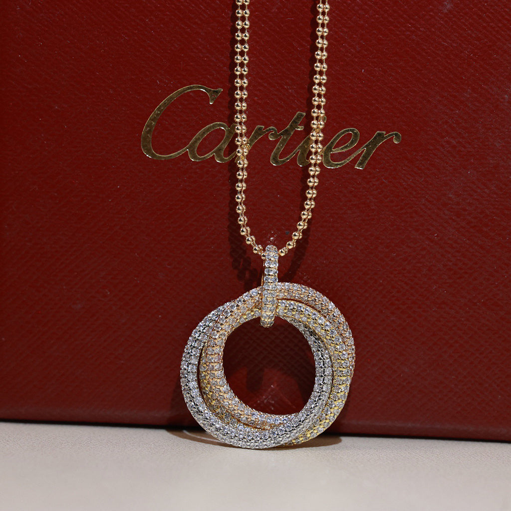 [Rosla]TRINITY LARGE FULL DIAMOND  NECKLACE