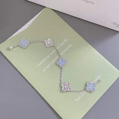 [Rosla] CLOVER 5 MOTIF PURPLE CHALCEDONY BRACELET COLLECTION