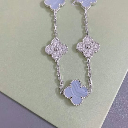 [Rosla] CLOVER 5 MOTIF PURPLE CHALCEDONY BRACELET COLLECTION