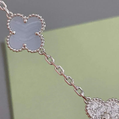 [Rosla] CLOVER 5 MOTIF PURPLE CHALCEDONY BRACELET COLLECTION