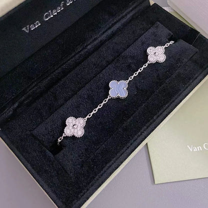 [Rosla] CLOVER 5 MOTIF PURPLE CHALCEDONY BRACELET COLLECTION