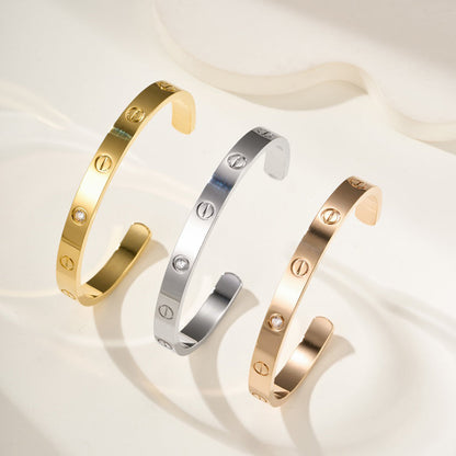 [Rosla]LOVE BRACELET 6.1MM 1 DIAMOND OPEN CUFF