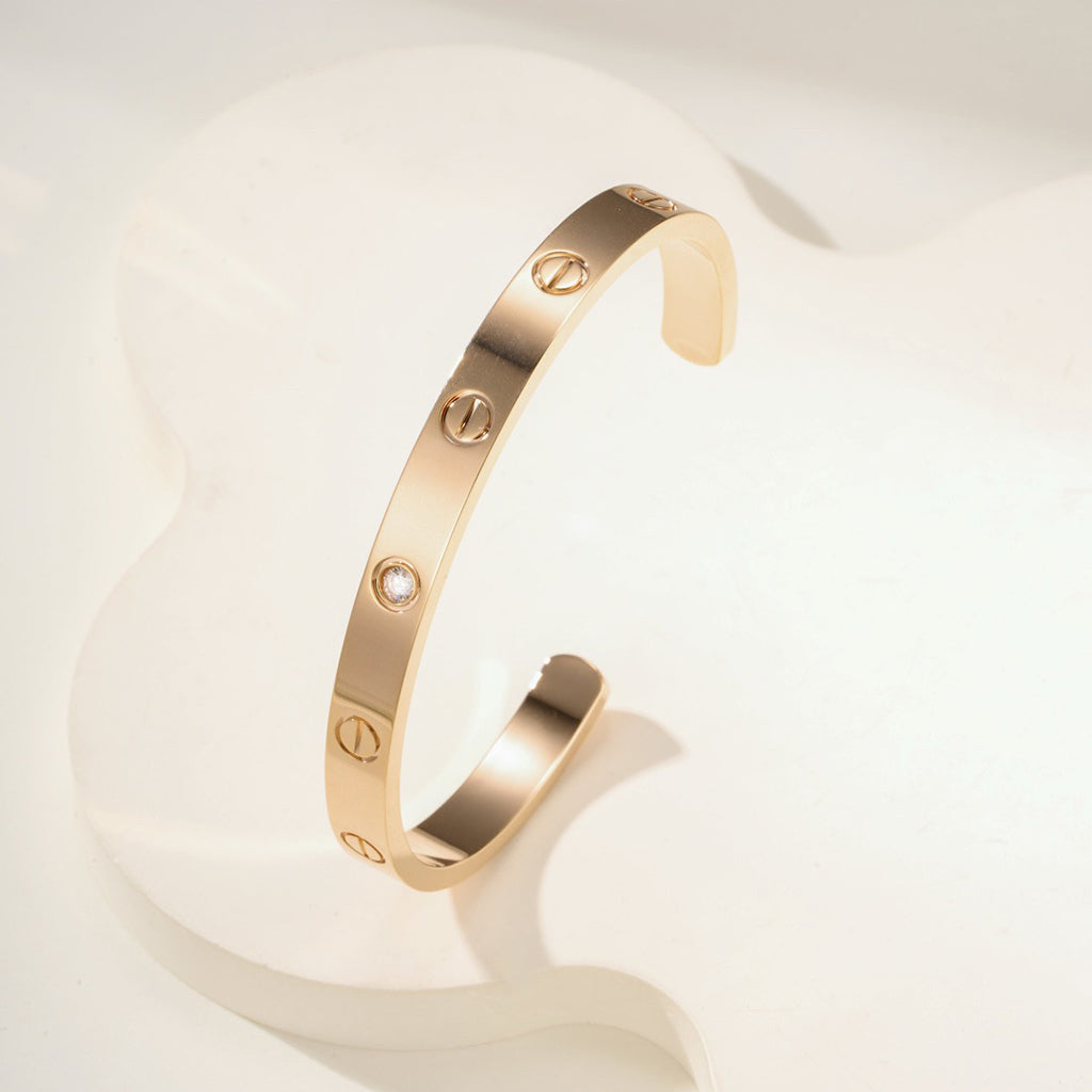 [Rosla]LOVE BRACELET 6.1MM 1 DIAMOND OPEN CUFF