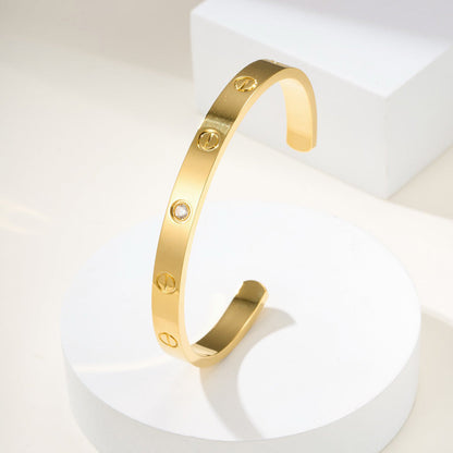 [Rosla]LOVE BRACELET 6.1MM 1 DIAMOND OPEN CUFF