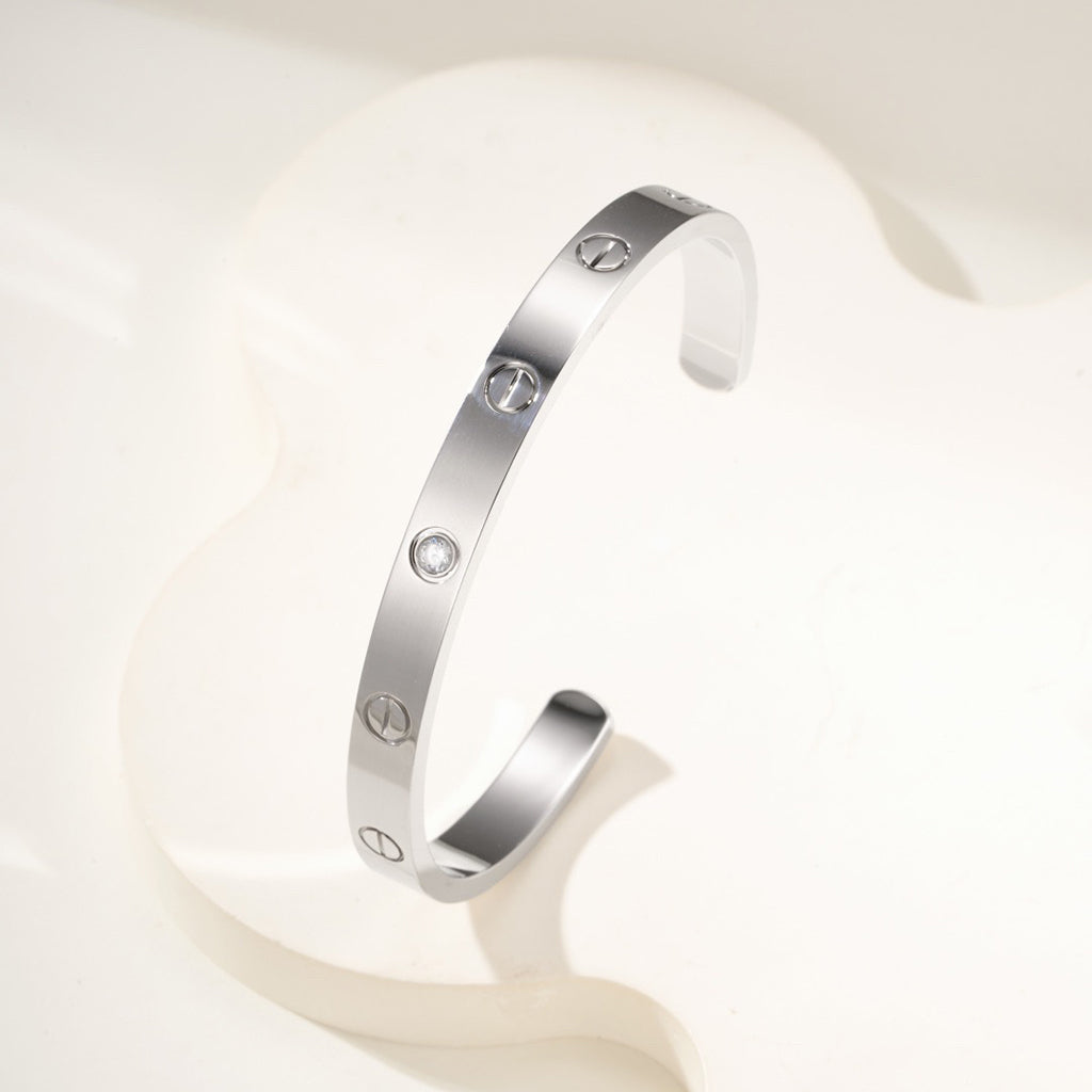 [Rosla]LOVE BRACELET 6.1MM 1 DIAMOND OPEN CUFF