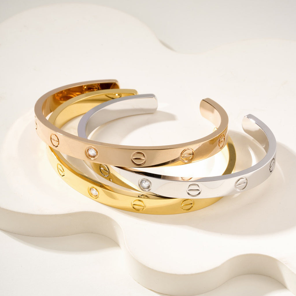 [Rosla]LOVE BRACELET 6.1MM 1 DIAMOND OPEN CUFF