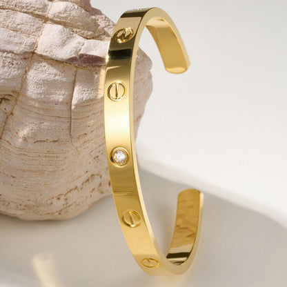 [Rosla]LOVE BRACELET 6.1MM 1 DIAMOND OPEN CUFF
