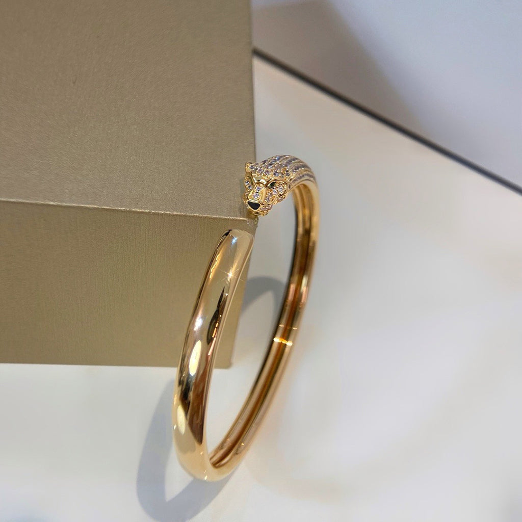 [Rosla]PANTHERE HALF DIAMOND OPEN BRACELET