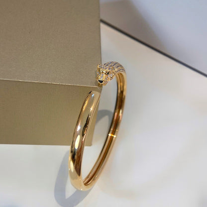 [Rosla]PANTHERE HALF DIAMOND OPEN BRACELET