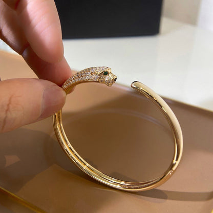 [Rosla]PANTHERE HALF DIAMOND OPEN BRACELET