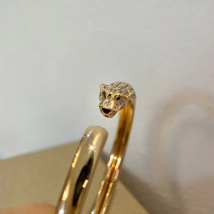 [Rosla]PANTHERE HALF DIAMOND OPEN BRACELET