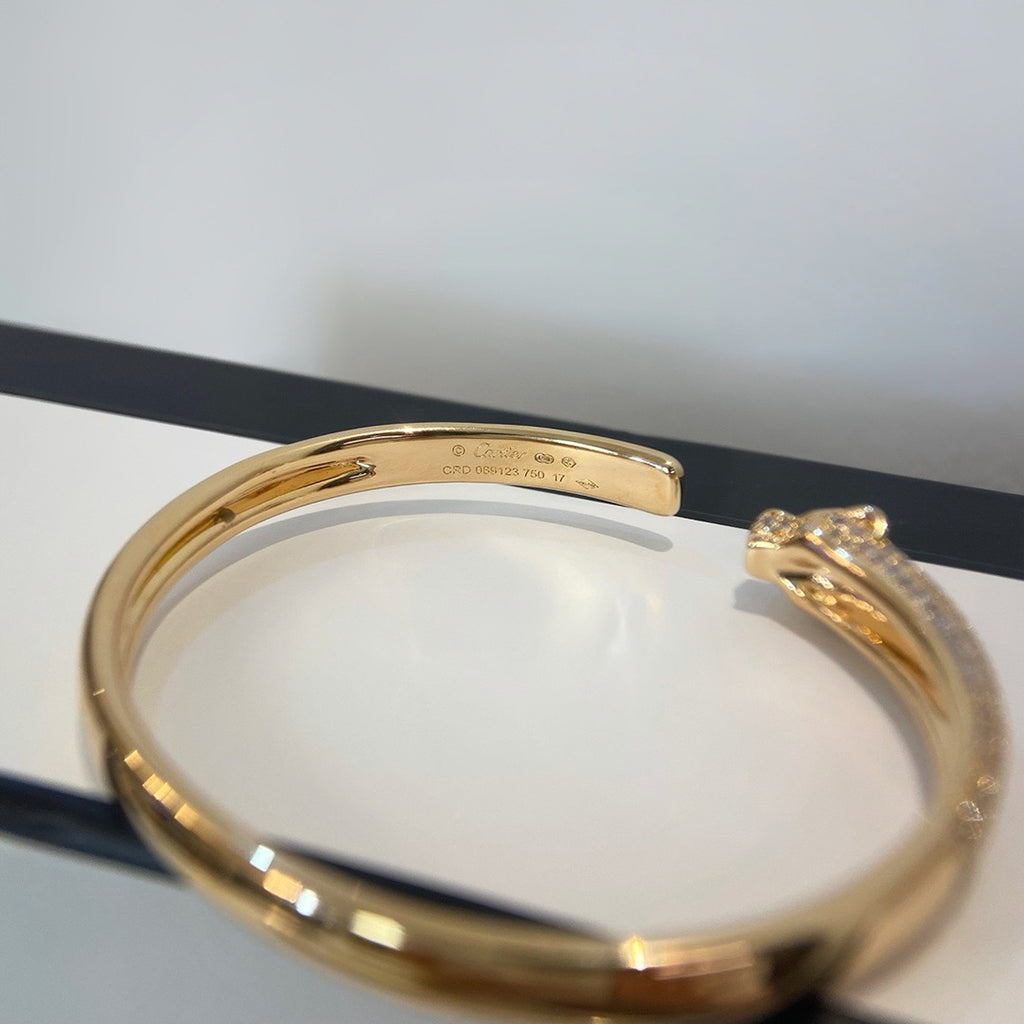 [Rosla]PANTHERE HALF DIAMOND OPEN BRACELET