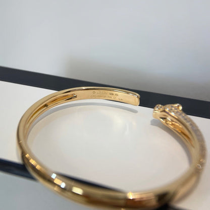 [Rosla]PANTHERE HALF DIAMOND OPEN BRACELET