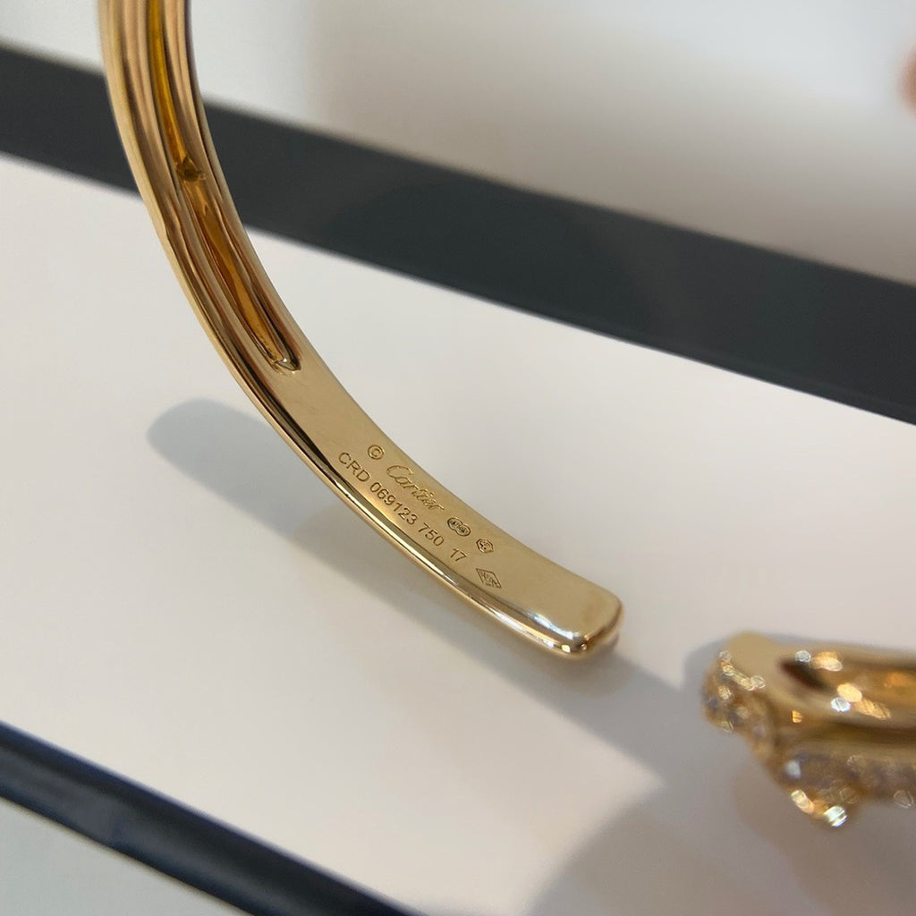 [Rosla]PANTHERE HALF DIAMOND OPEN BRACELET