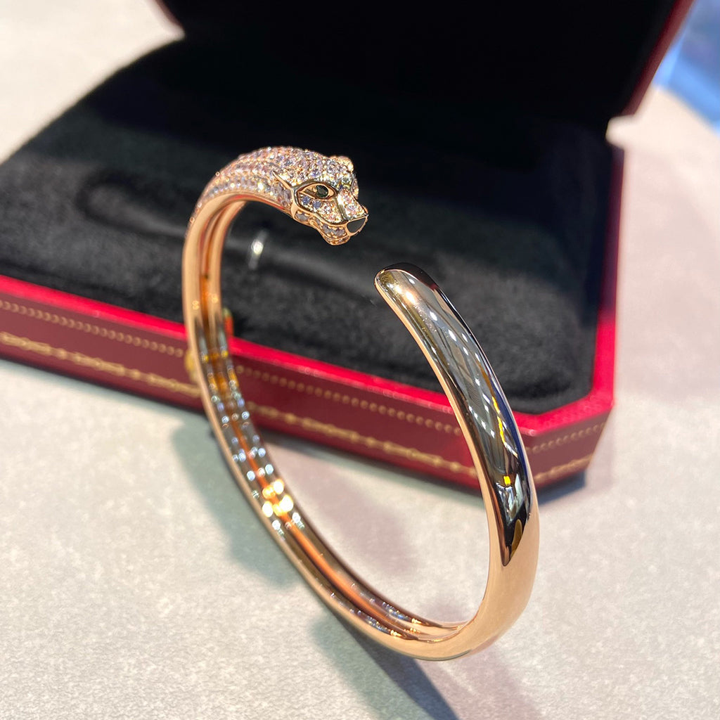 [Rosla]PANTHERE HALF DIAMOND OPEN BRACELET