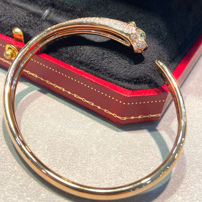 [Rosla]PANTHERE HALF DIAMOND OPEN BRACELET