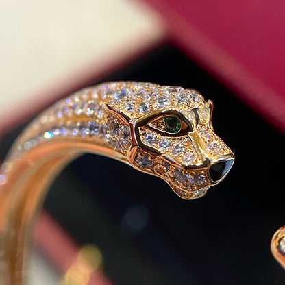 [Rosla]PANTHERE HALF DIAMOND OPEN BRACELET
