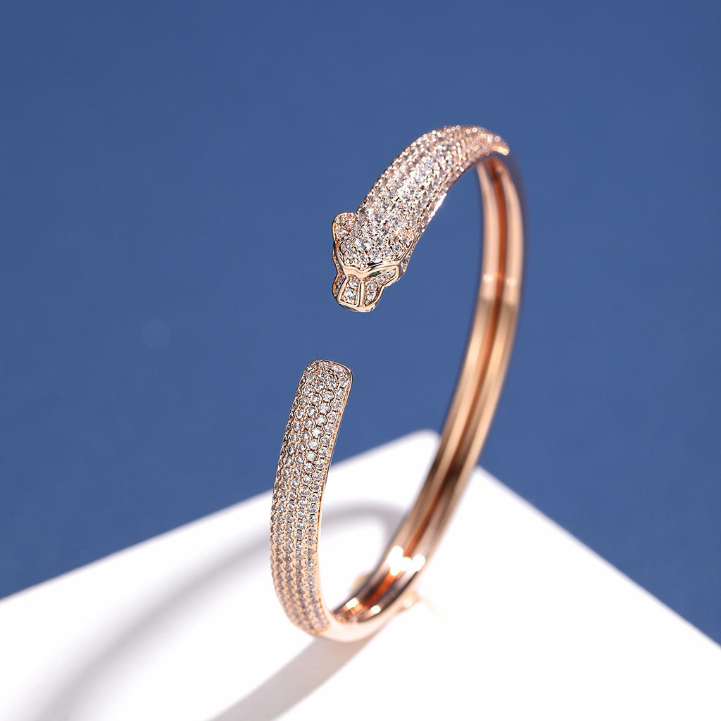 [Rosla]PANTHERE FULL DIAMOND OPEN BRACELET
