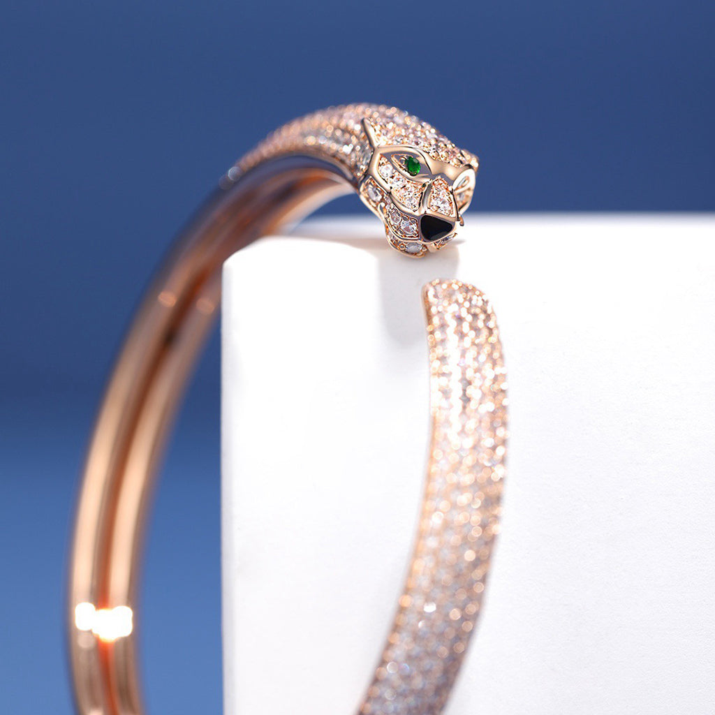 [Rosla]PANTHERE FULL DIAMOND OPEN BRACELET