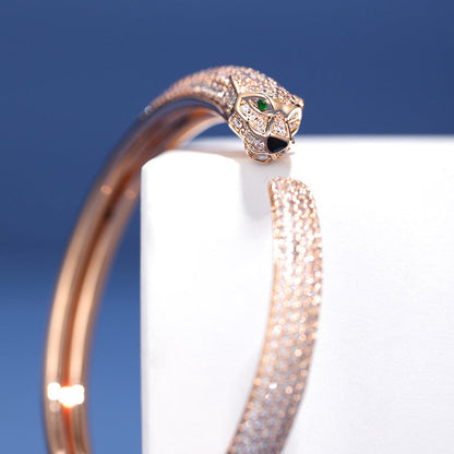 [Rosla]PANTHERE FULL DIAMOND OPEN BRACELET