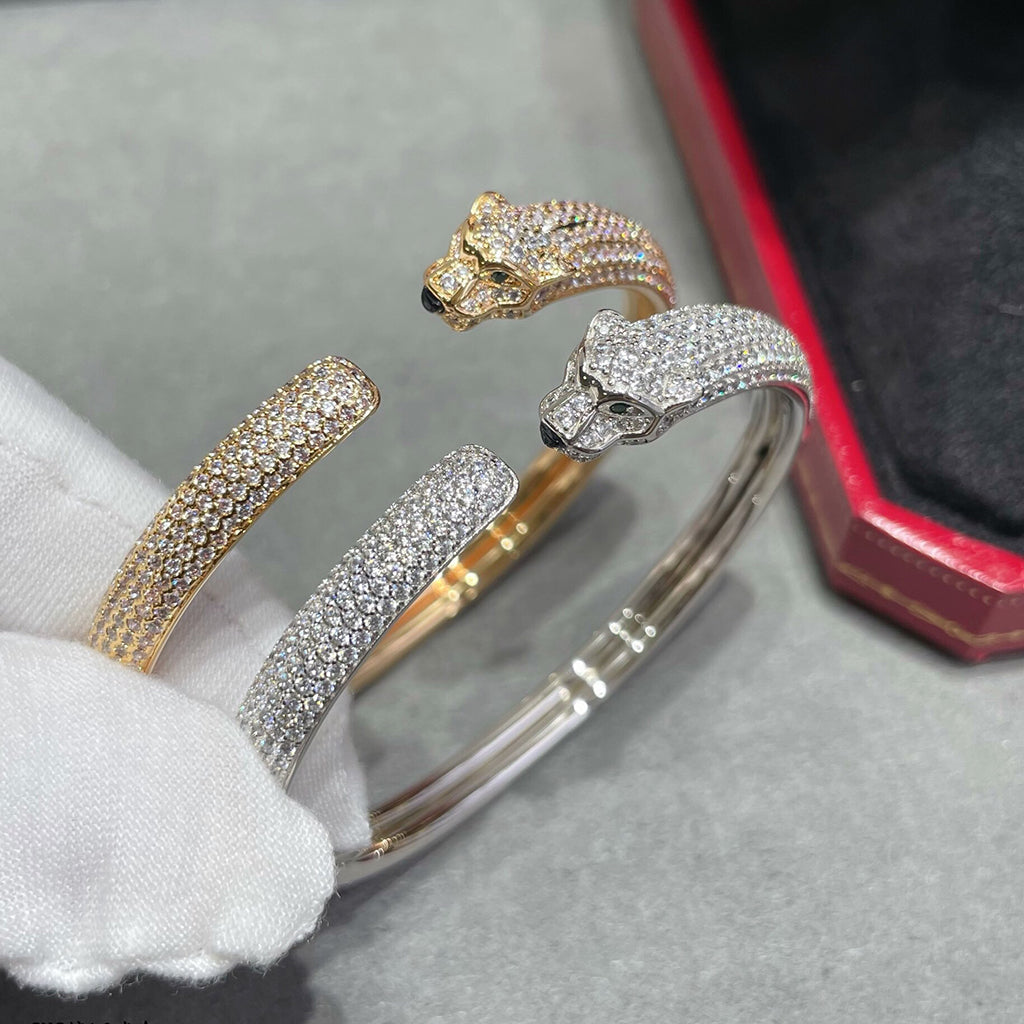 [Rosla]PANTHERE FULL DIAMOND OPEN BRACELET