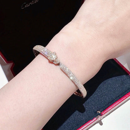 [Rosla]PANTHERE FULL DIAMOND OPEN BRACELET