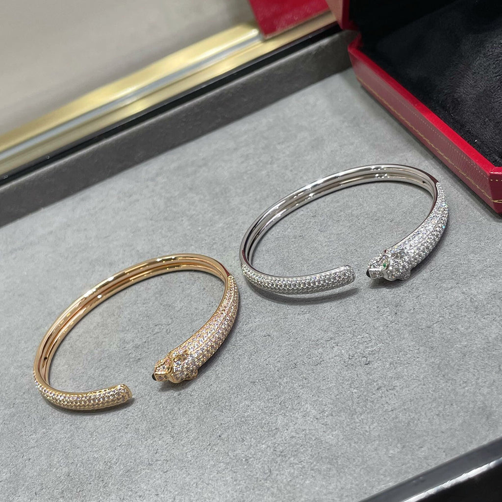 [Rosla]PANTHERE FULL DIAMOND OPEN BRACELET