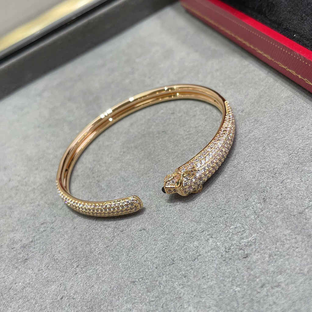 [Rosla]PANTHERE FULL DIAMOND OPEN BRACELET