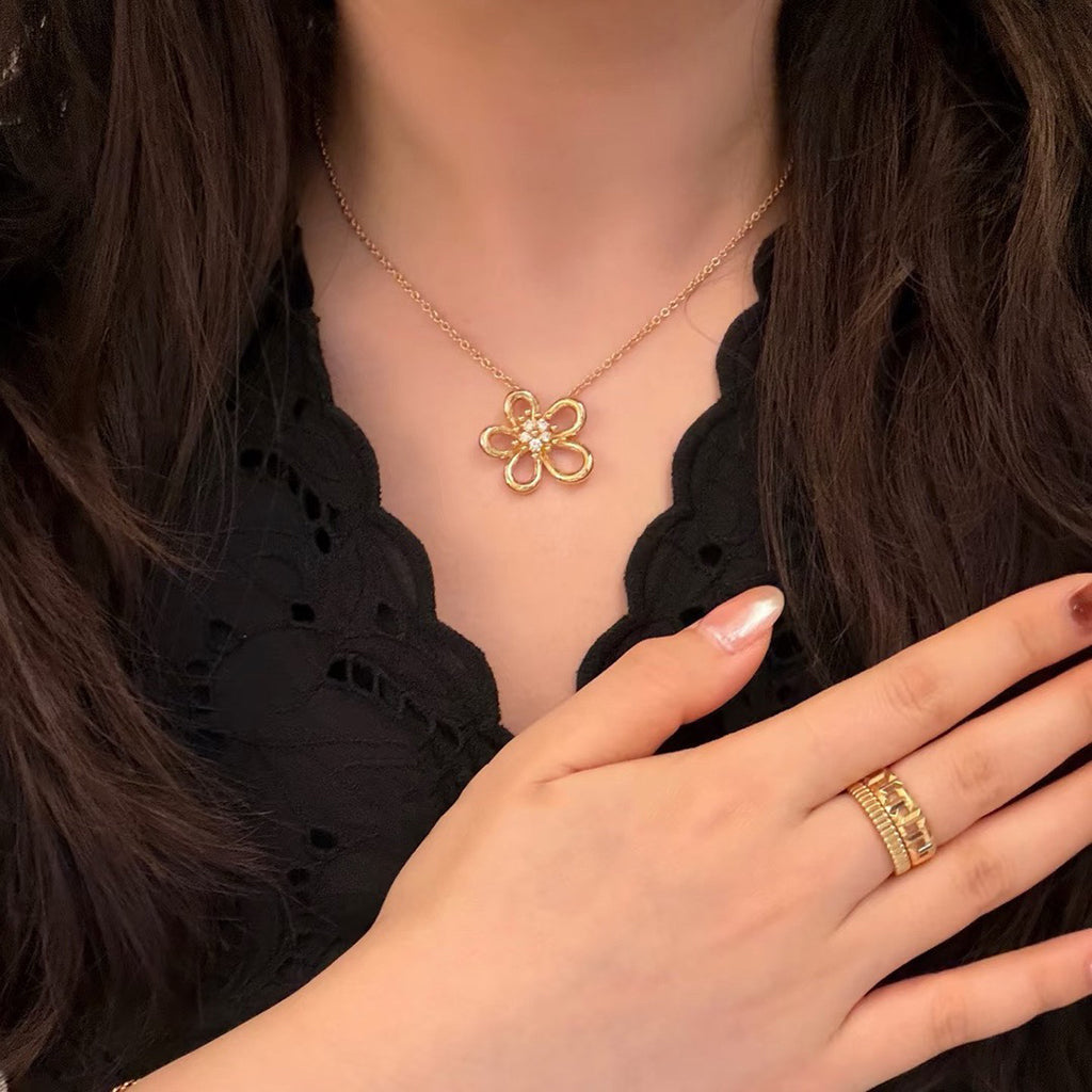 [Rosla]FLOWERLACE NECKLACE 5 DIAMONDS