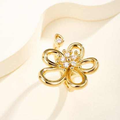 [Rosla]  FLOWERLACE OPEN RING 5 DIAMONDS