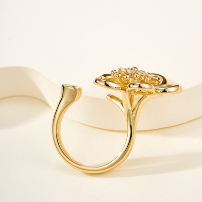 [Rosla]  FLOWERLACE OPEN RING 5 DIAMONDS