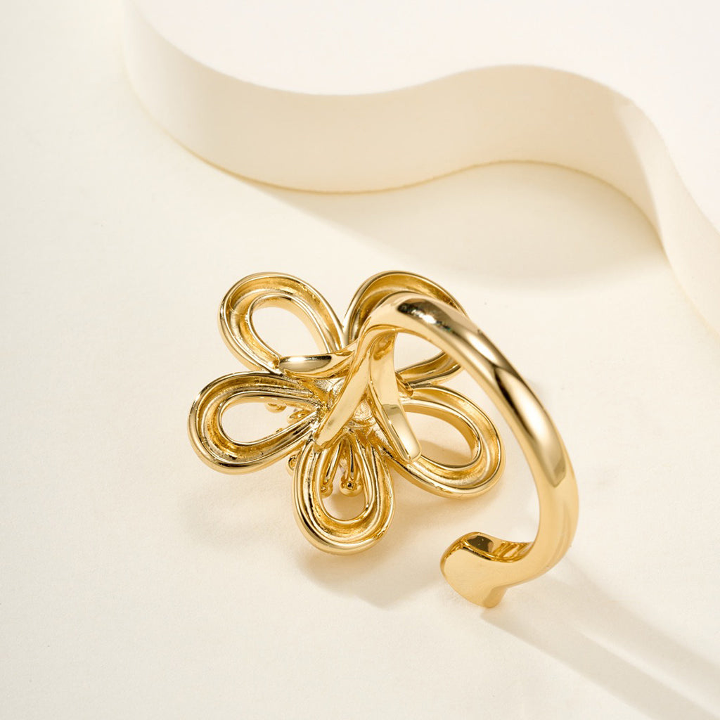 [Rosla]  FLOWERLACE OPEN RING 5 DIAMONDS