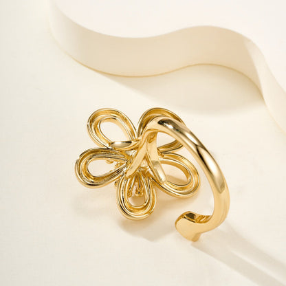 [Rosla]  FLOWERLACE OPEN RING 5 DIAMONDS