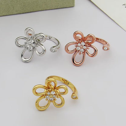 [Rosla]  FLOWERLACE OPEN RING 5 DIAMONDS