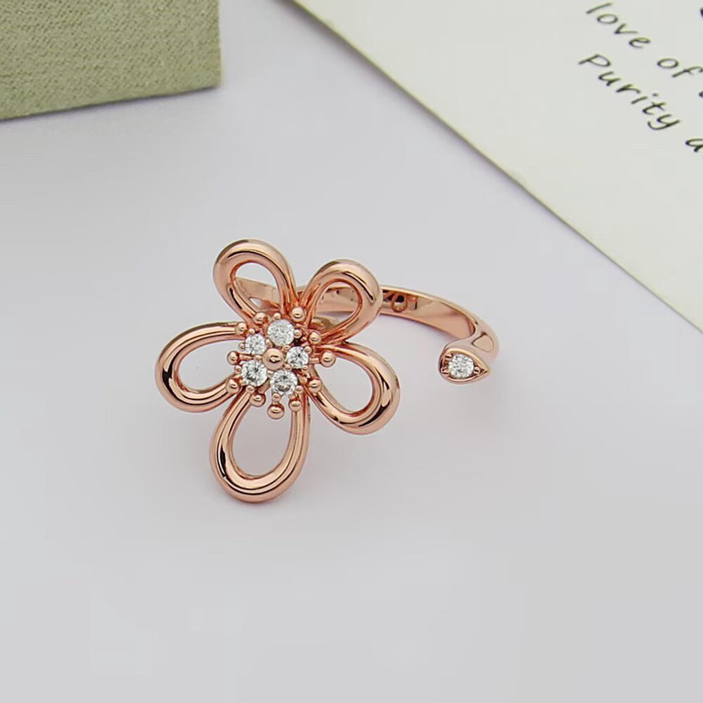 [Rosla]  FLOWERLACE OPEN RING 5 DIAMONDS