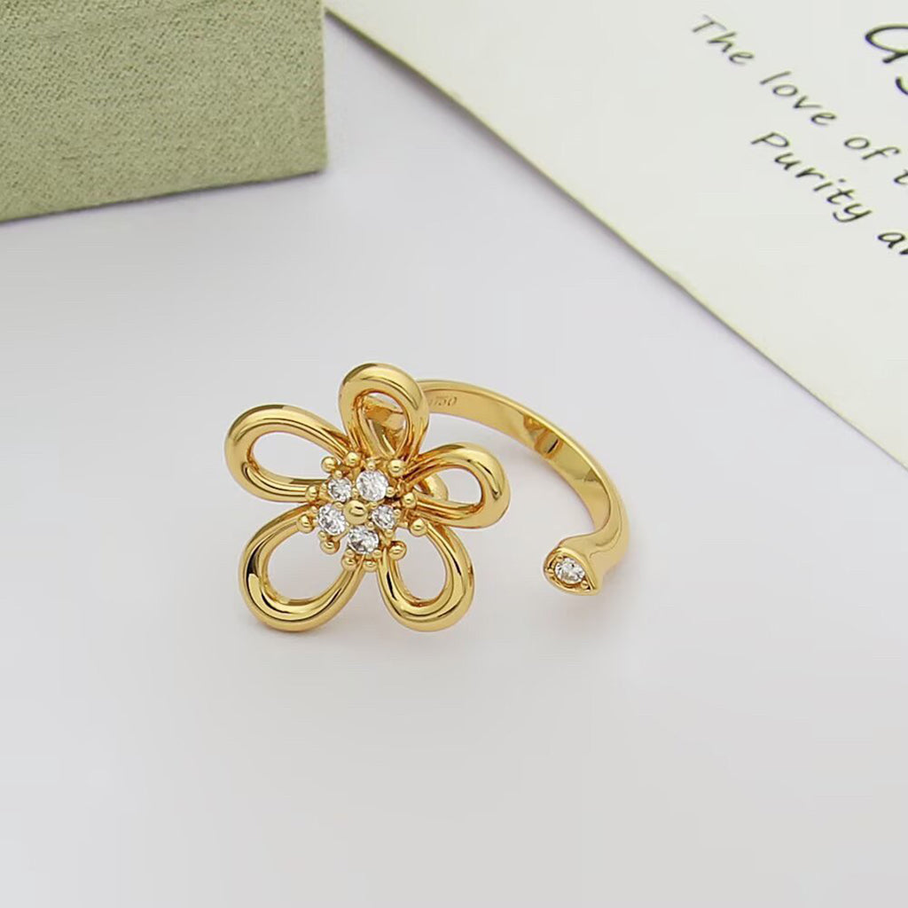 [Rosla]  FLOWERLACE OPEN RING 5 DIAMONDS