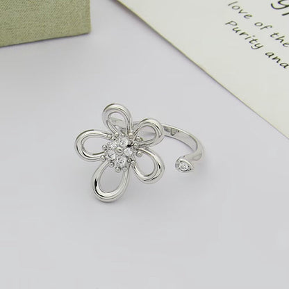 [Rosla]  FLOWERLACE OPEN RING 5 DIAMONDS