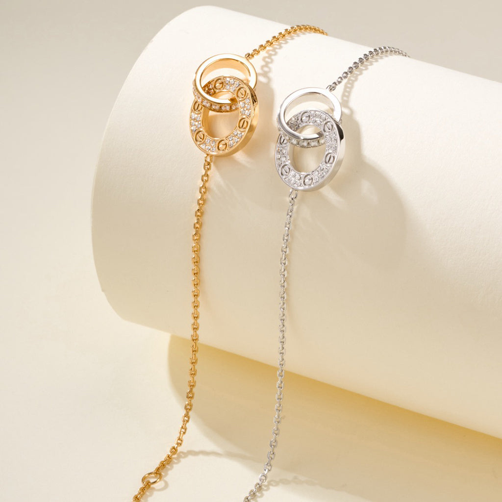 [Rosla]LOVE DOUBLE RING FULL DIAMOND BRACELET