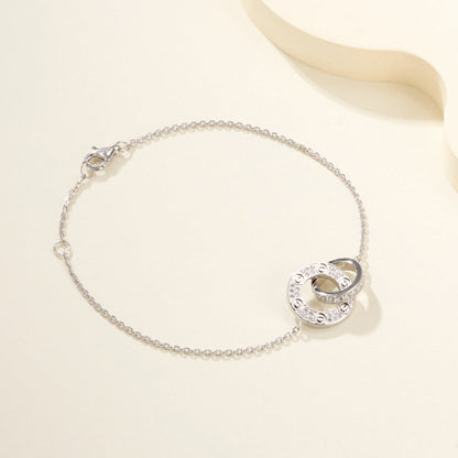 [Rosla]LOVE DOUBLE RING FULL DIAMOND BRACELET