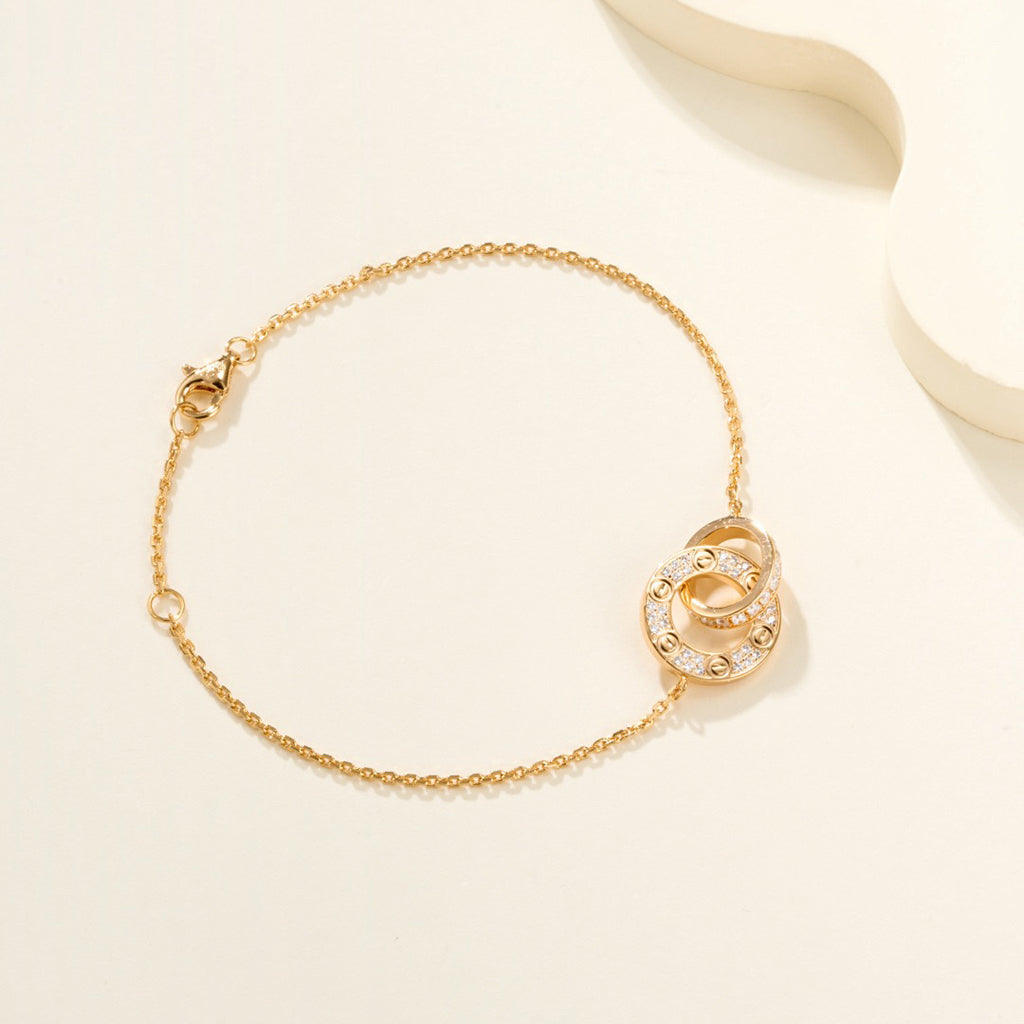 [Rosla]LOVE DOUBLE RING FULL DIAMOND BRACELET