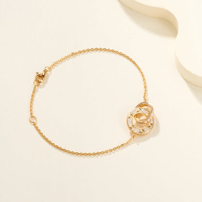 [Rosla]LOVE DOUBLE RING FULL DIAMOND BRACELET