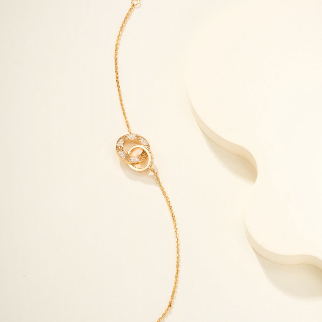 [Rosla]LOVE DOUBLE RING FULL DIAMOND BRACELET