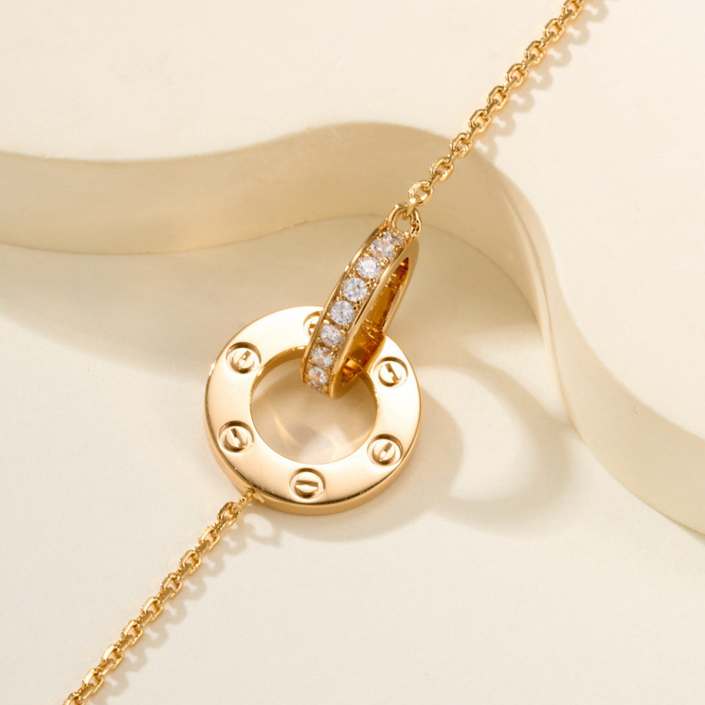 [Rosla]LOVE DOUBLE RING FULL DIAMOND BRACELET