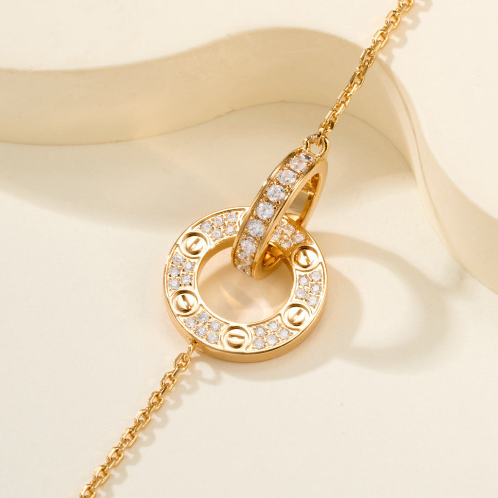 [Rosla]LOVE DOUBLE RING FULL DIAMOND BRACELET