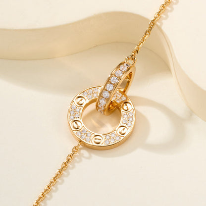 [Rosla]LOVE DOUBLE RING FULL DIAMOND BRACELET