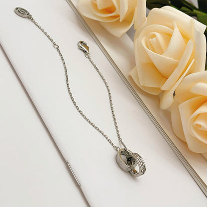 [Rosla]LOVE DOUBLE RING HALF DIAMOND BRACELET
