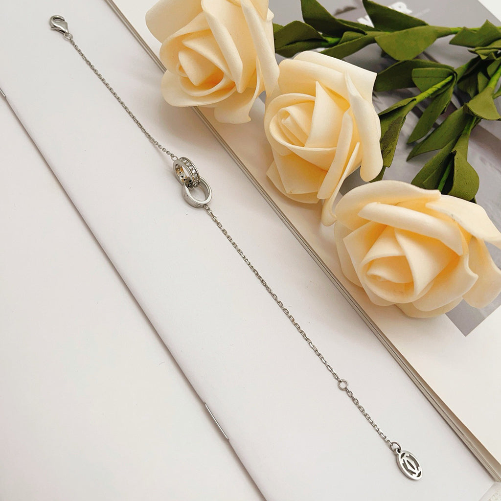 [Rosla]LOVE DOUBLE RING HALF DIAMOND BRACELET