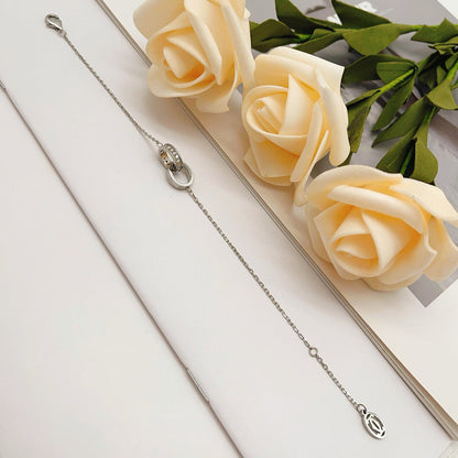 [Rosla]LOVE DOUBLE RING HALF DIAMOND BRACELET